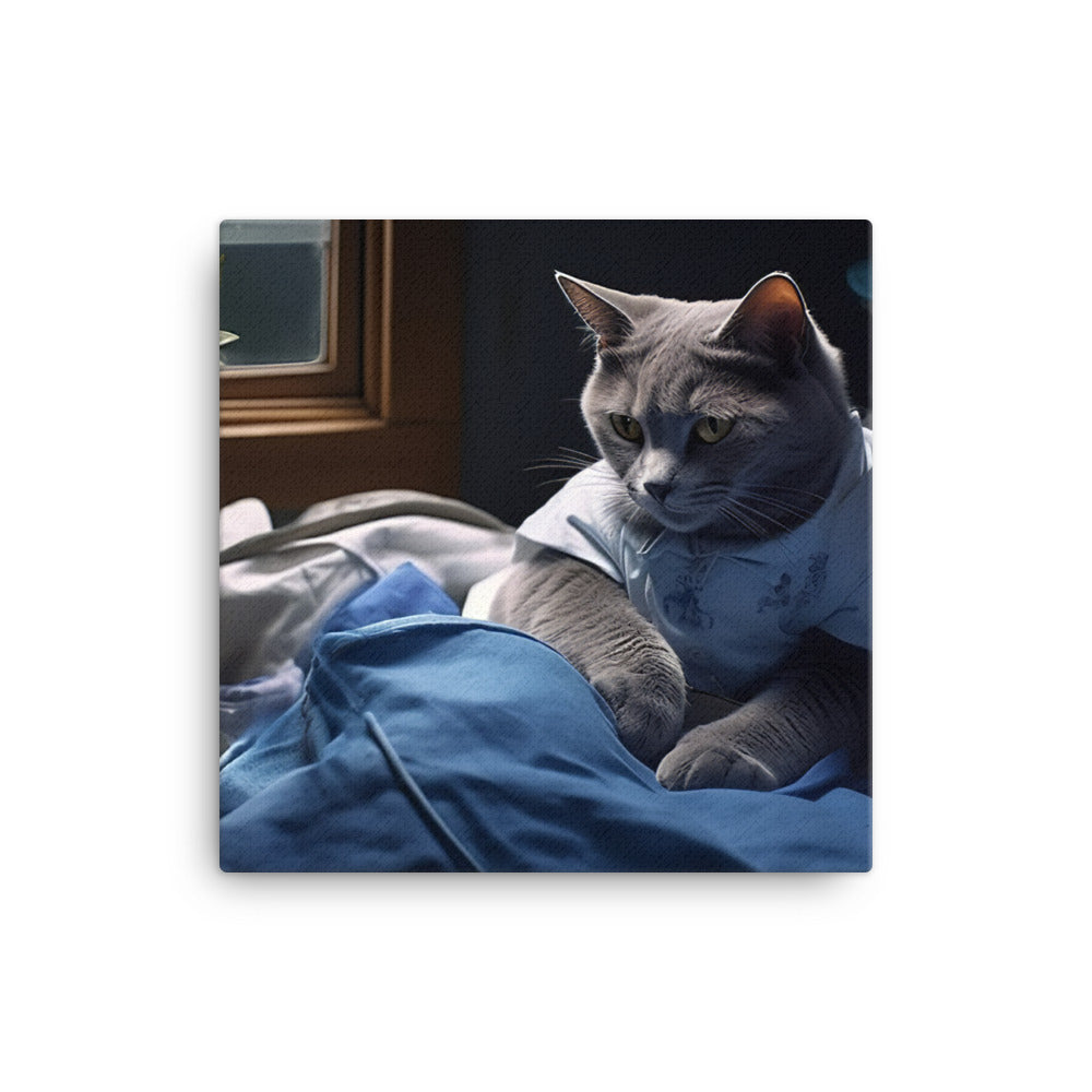 Russian Blue Nurse Canvas - PosterfyAI.com