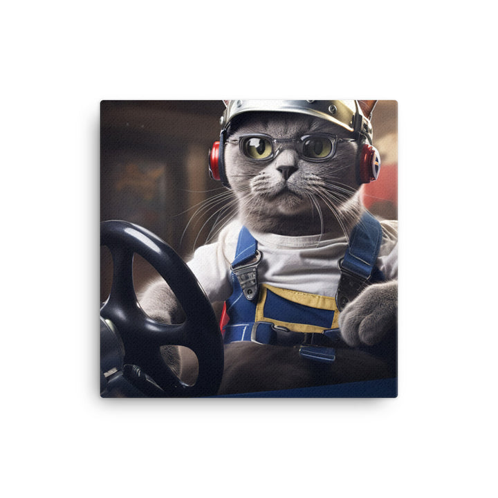 Russian Blue Motorsport Athlete Canvas - PosterfyAI.com