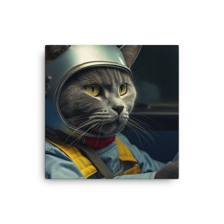 Russian Blue Motorsport Athlete Canvas - PosterfyAI.com