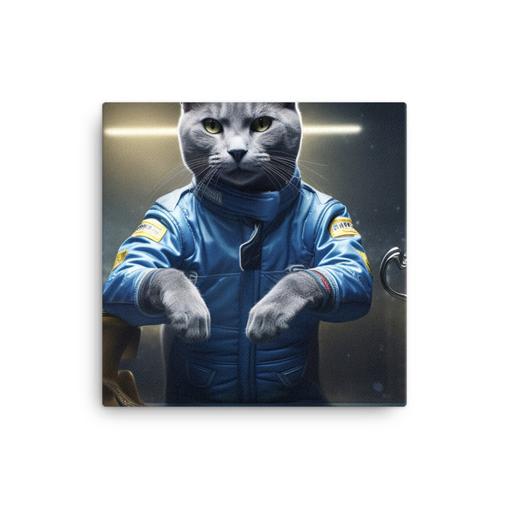 Russian Blue Motorsport Athlete Canvas - PosterfyAI.com