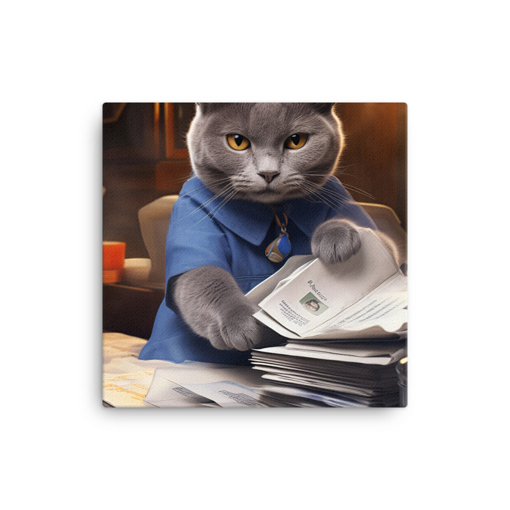 Russian Blue Mail Carrier Canvas - PosterfyAI.com
