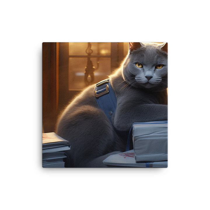 Russian Blue Mail Carrier Canvas - PosterfyAI.com