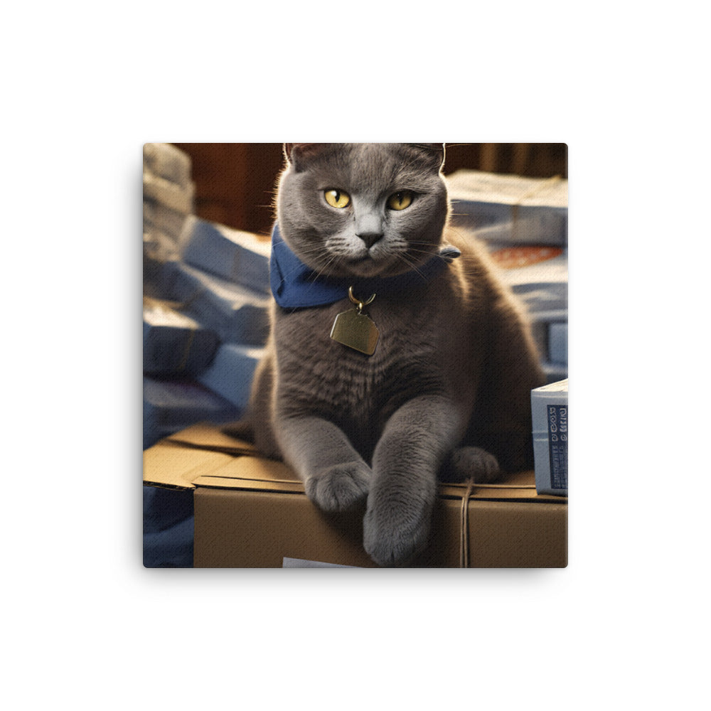 Russian Blue Mail Carrier Canvas - PosterfyAI.com