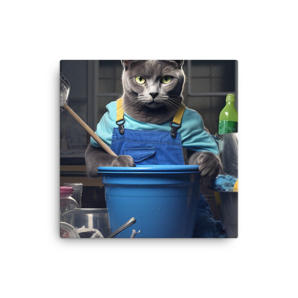 Russian Blue Janitor Canvas - PosterfyAI.com