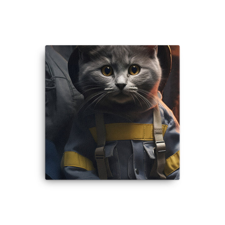 Russian Blue Firefighter Canvas - PosterfyAI.com