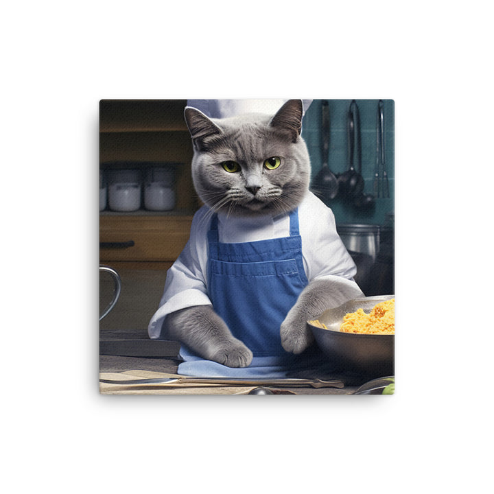 Russian Blue Chef Canvas - PosterfyAI.com