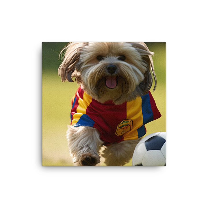 Lhasa Apso Football Player Canvas - PosterfyAI.com