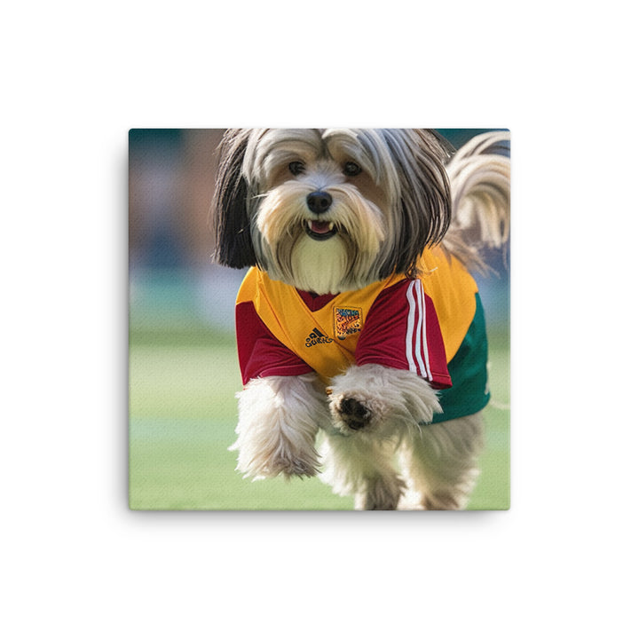 Lhasa Apso Football Player Canvas - PosterfyAI.com