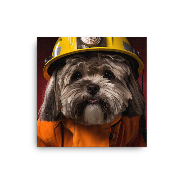 Lhasa Apso Firefighter Canvas - PosterfyAI.com