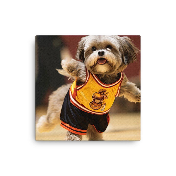 Lhasa Apso Basketball Player Canvas - PosterfyAI.com