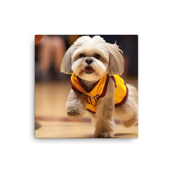 Lhasa Apso Basketball Player Canvas - PosterfyAI.com