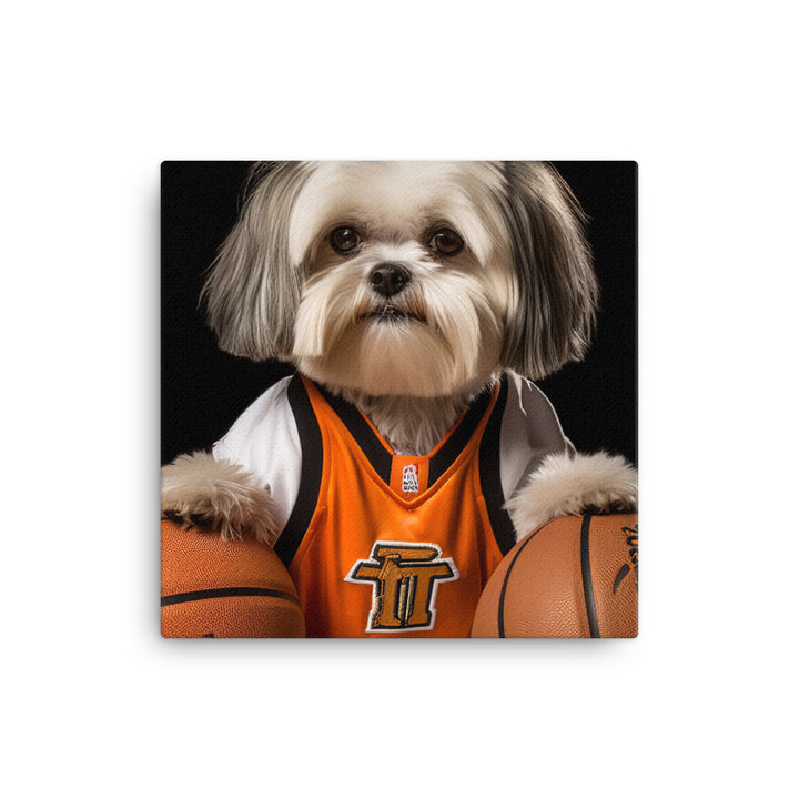 Lhasa Apso Basketball Player Canvas - PosterfyAI.com