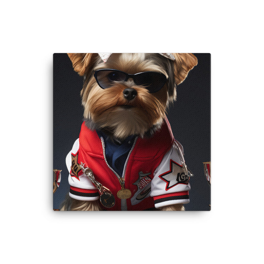 Yorkshire Terrier Motorsport Athlete Canvas - PosterfyAI.com