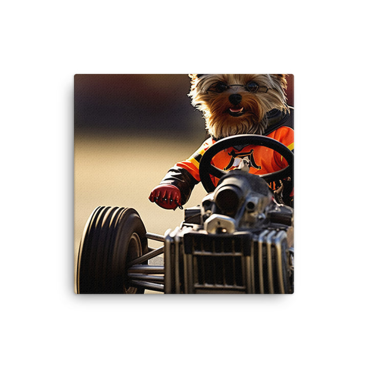 Yorkshire Terrier Motorsport Athlete Canvas - PosterfyAI.com