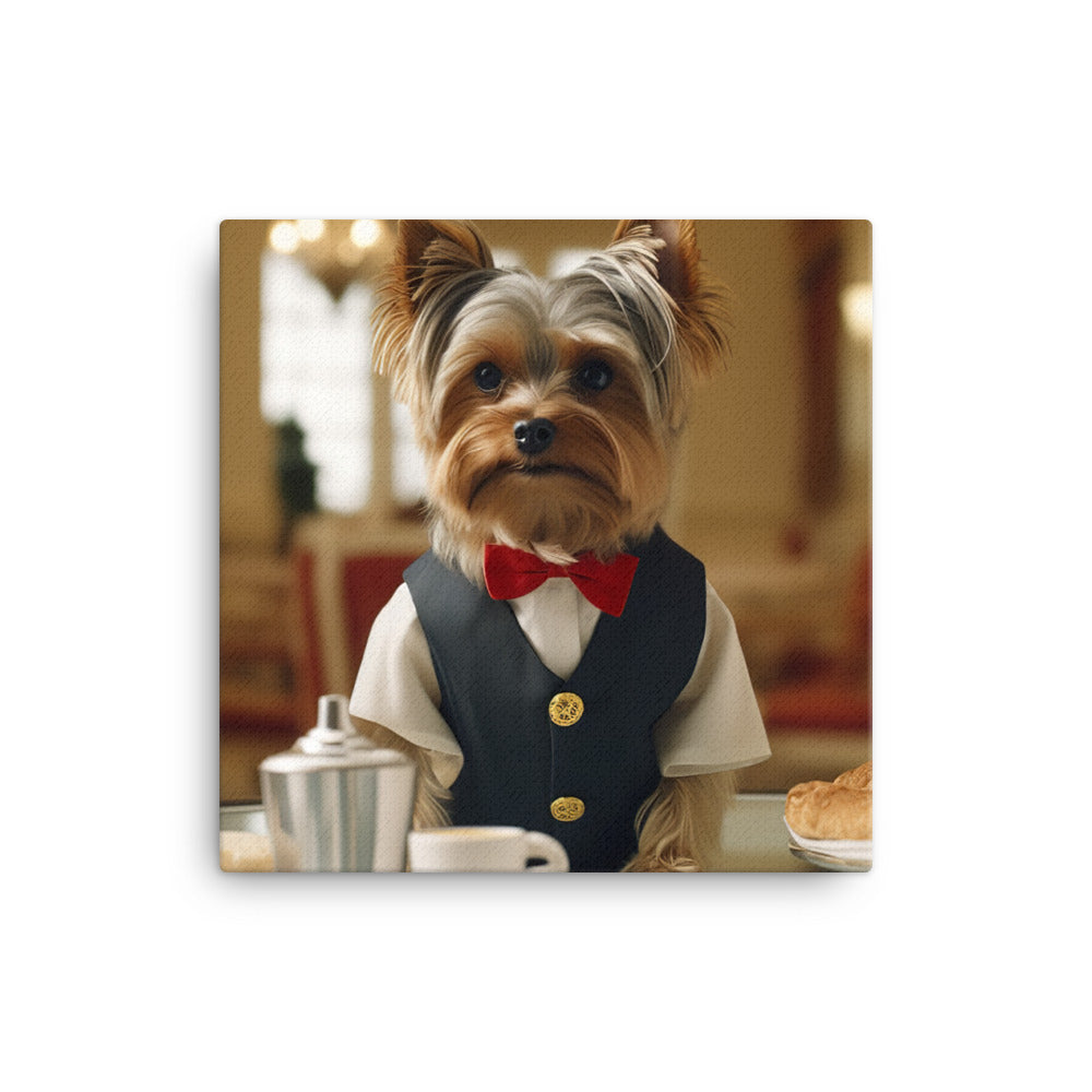 Yorkshire Terrier Hotel Staff Canvas - PosterfyAI.com