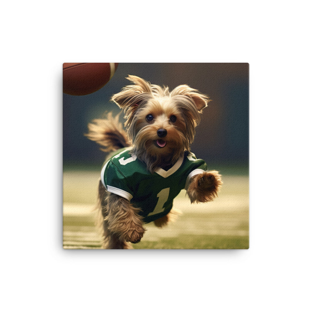 Yorkshire Terrier Football Player Canvas - PosterfyAI.com