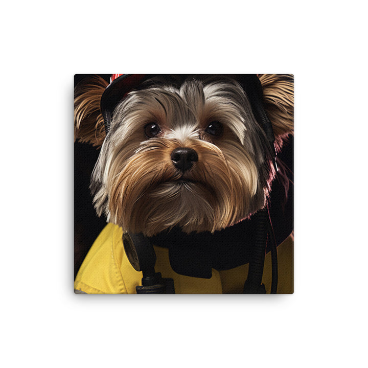 Yorkshire Terrier Firefighter Canvas - PosterfyAI.com