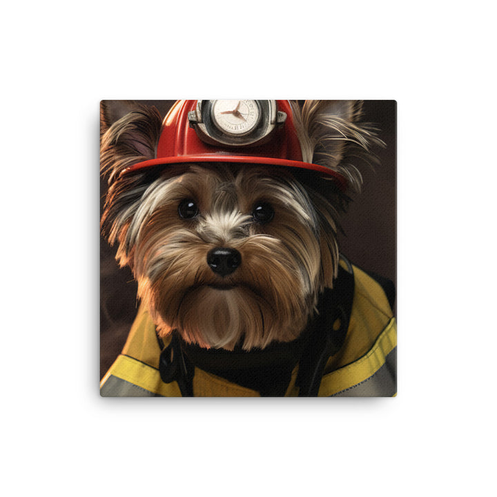 Yorkshire Terrier Firefighter Canvas - PosterfyAI.com