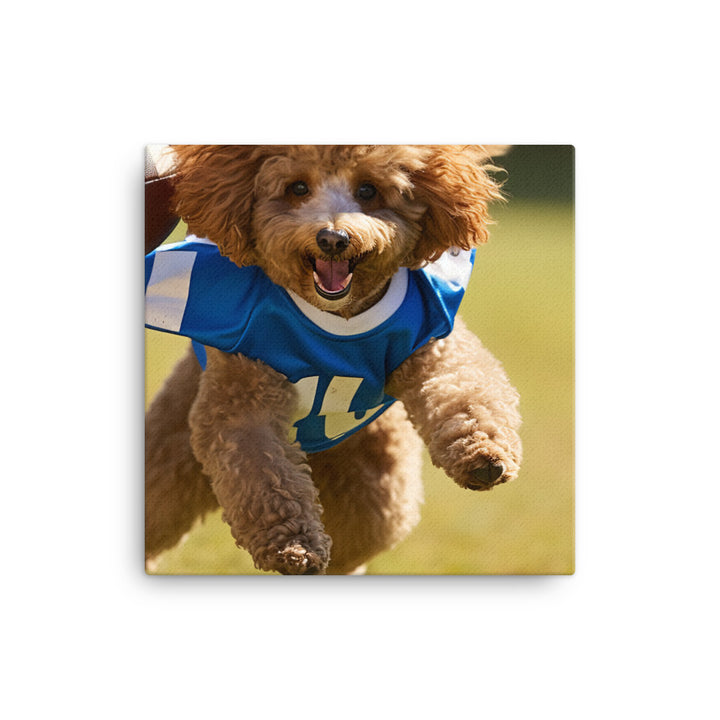 Poodle Football Player Canvas - PosterfyAI.com