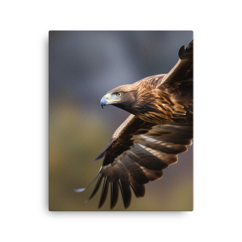 A Golden Eagle in mid flight Canvas - PosterfyAI.com