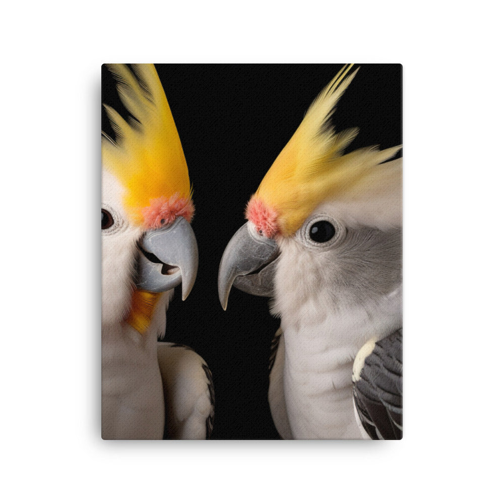 Graceful Cockatiels Canvas - PosterfyAI.com