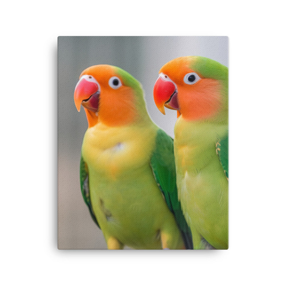 Cute Lovebirds Canvas - PosterfyAI.com