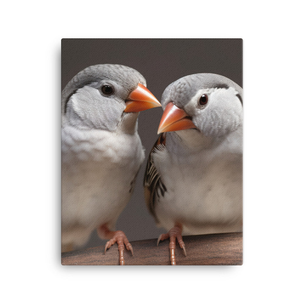 Close-up of Zebra Finches Canvas - PosterfyAI.com