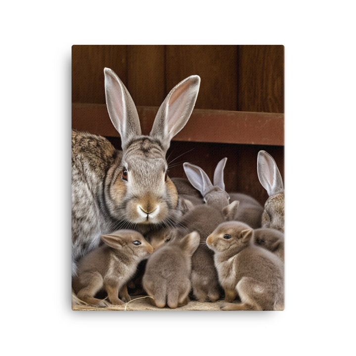 Flemish Giant Rabbit Family Time Canvas - PosterfyAI.com