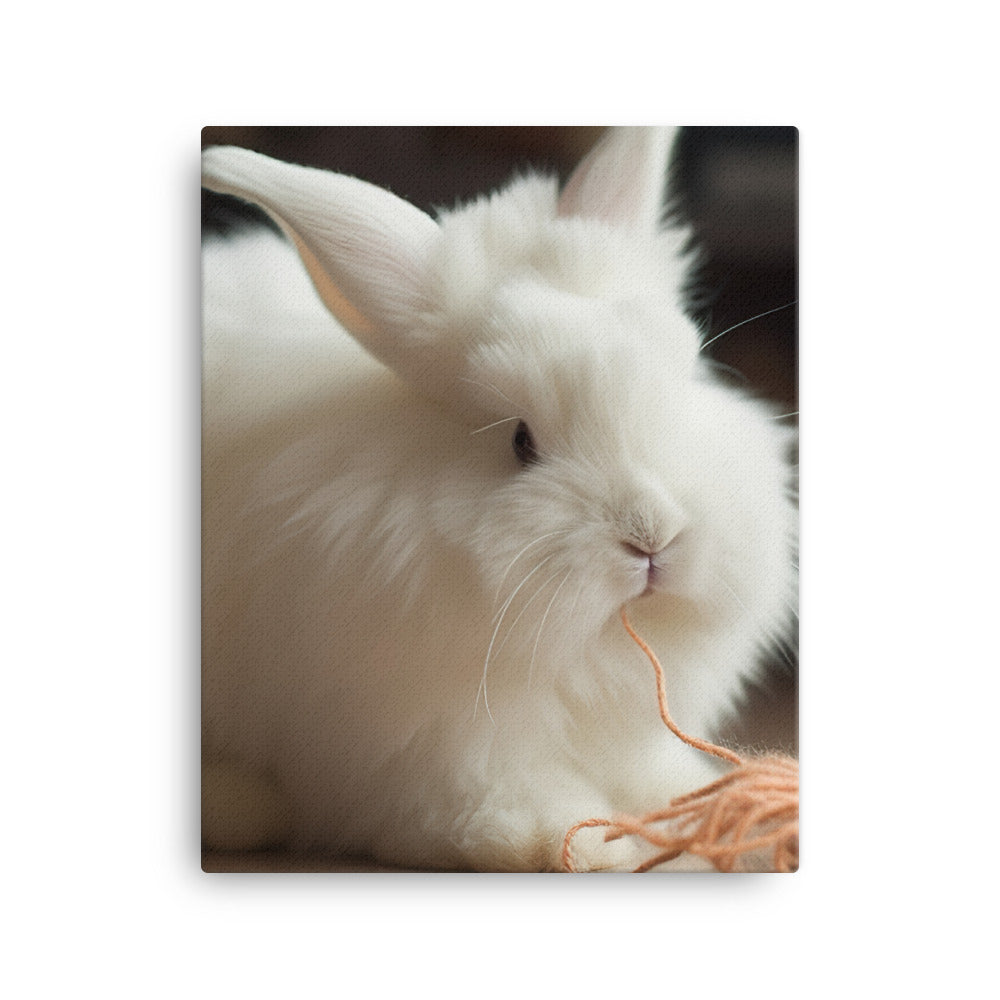 Angora Rabbit Playtime Canvas - PosterfyAI.com