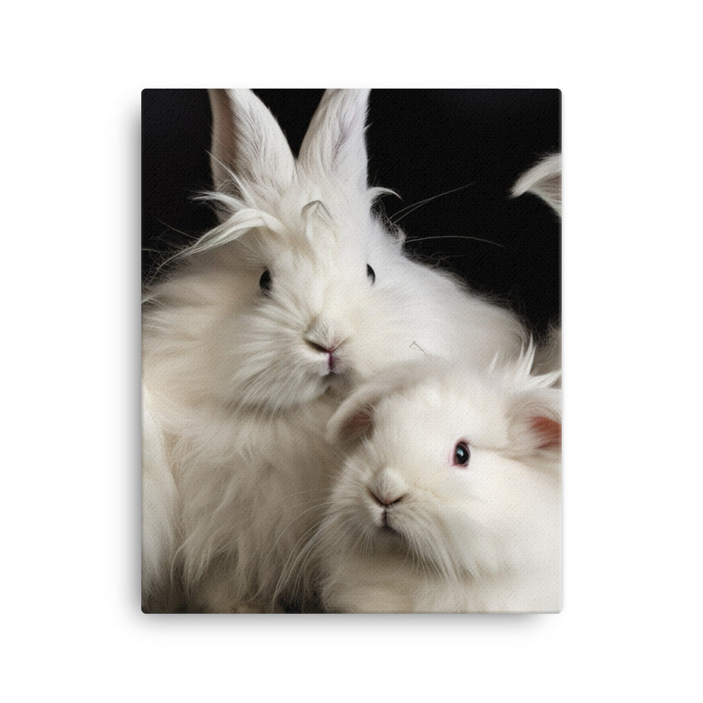 Angora Rabbit Family Canvas - PosterfyAI.com