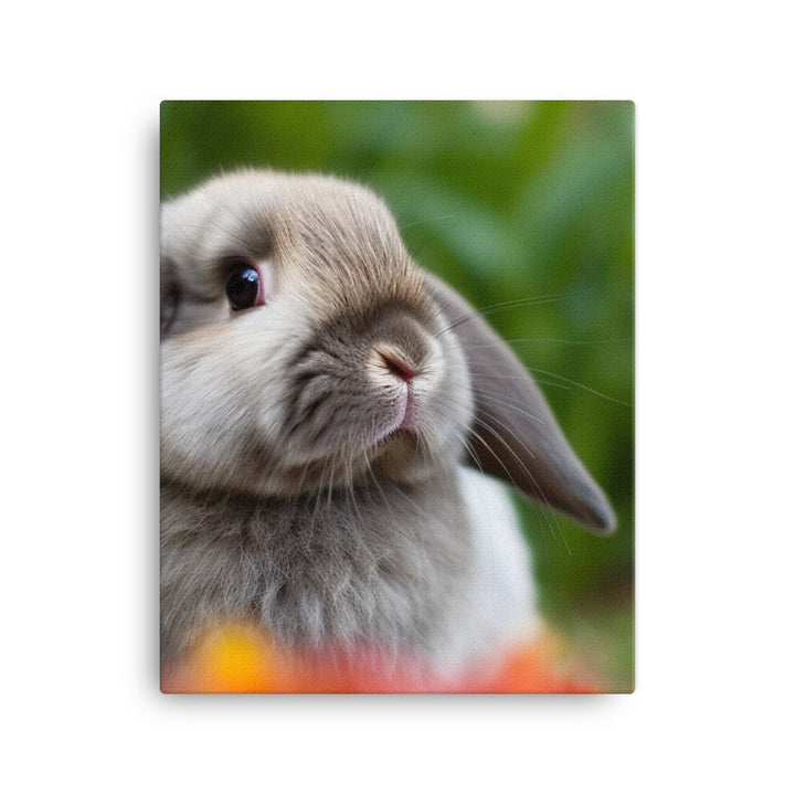 Adorable Mini Lop Bunny in a Garden Canvas - PosterfyAI.com