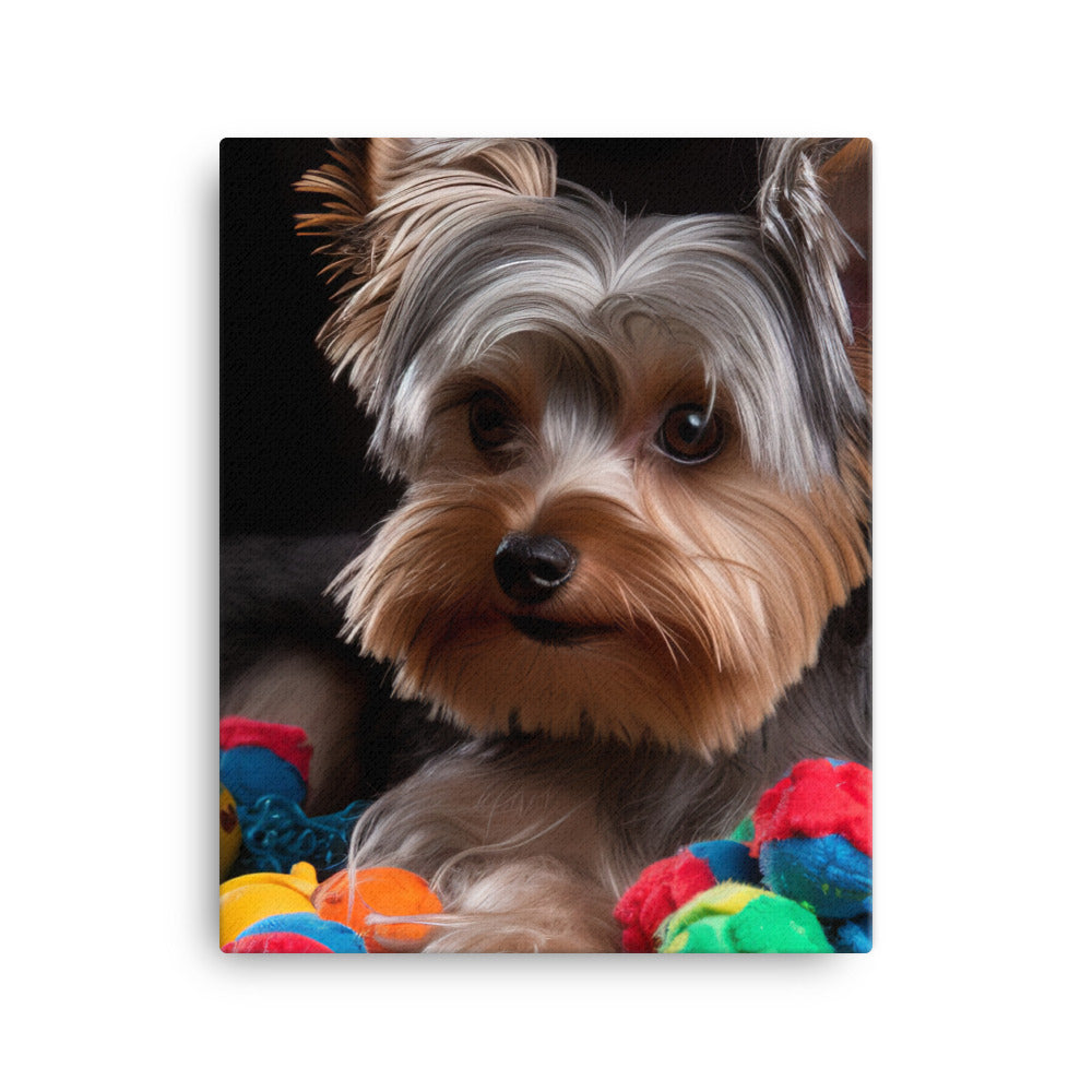 Yorkshire Terrier with Toys Canvas - PosterfyAI.com