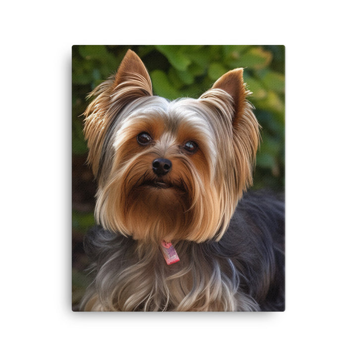 Yorkshire Terrier in the Garden Canvas - PosterfyAI.com