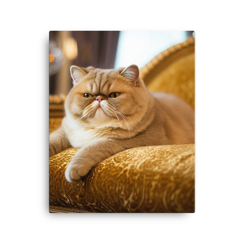 Exotic Shorthair Cat Lounging Canvas - PosterfyAI.com