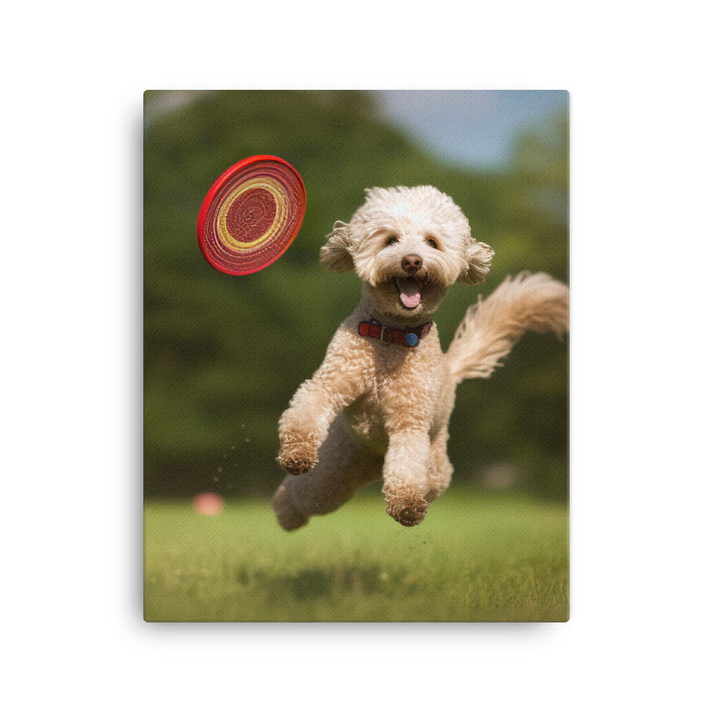 The Playful Poodle in Action Canvas - PosterfyAI.com