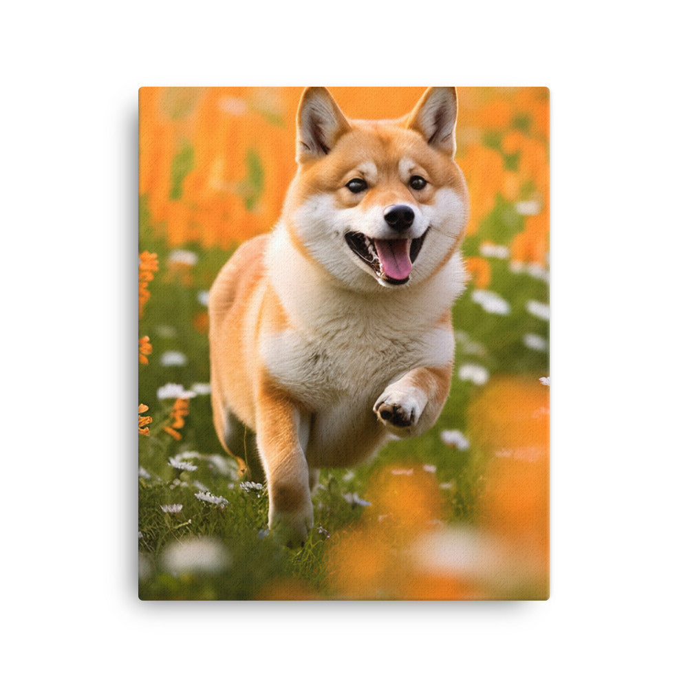 Shiba Inu Running Canvas - PosterfyAI.com