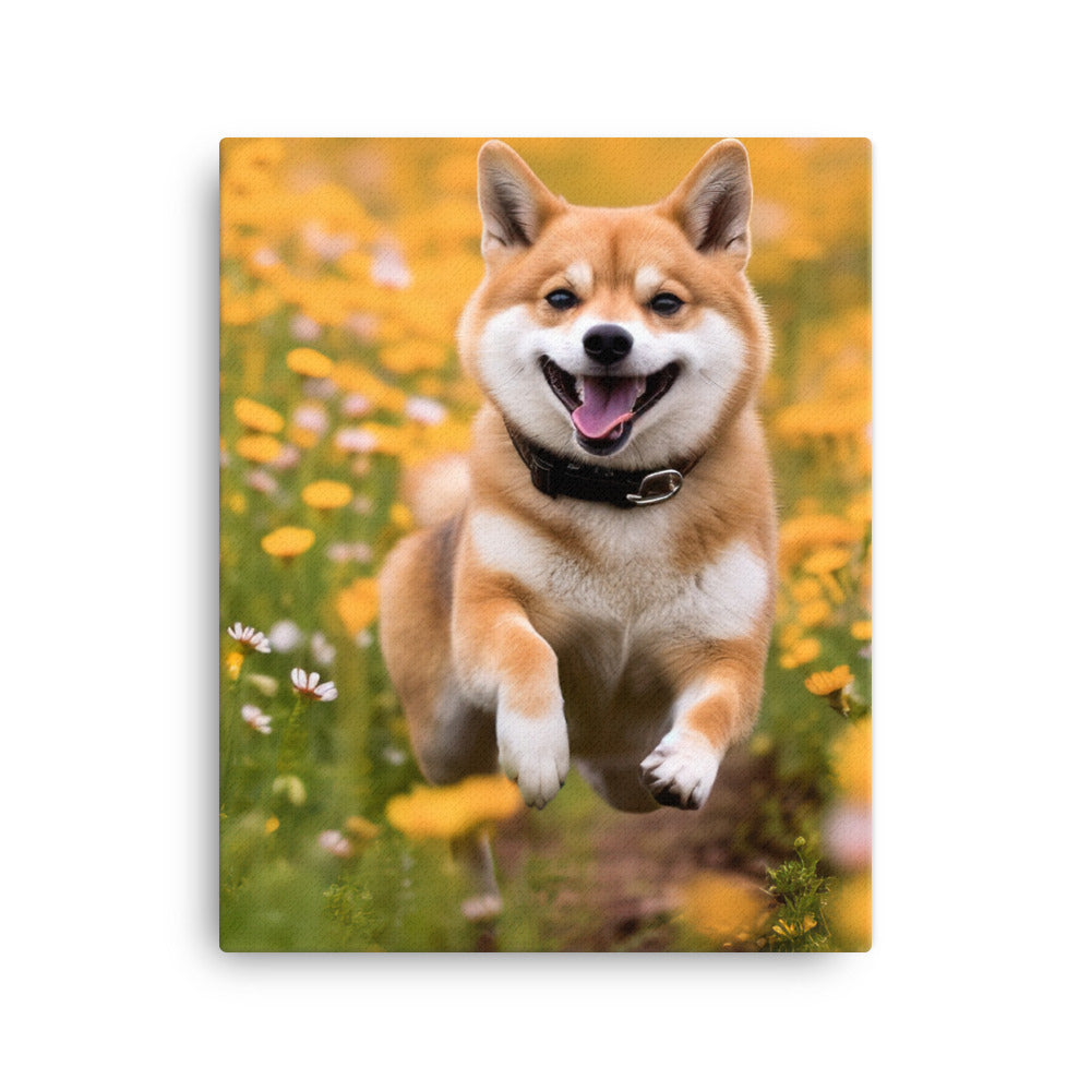 Shiba Inu Running Canvas - PosterfyAI.com