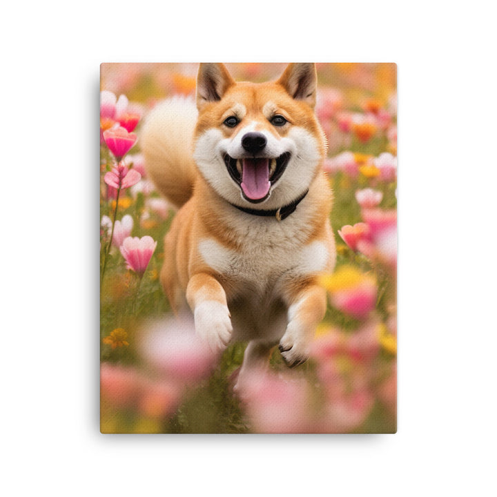 Shiba Inu Running Canvas - PosterfyAI.com