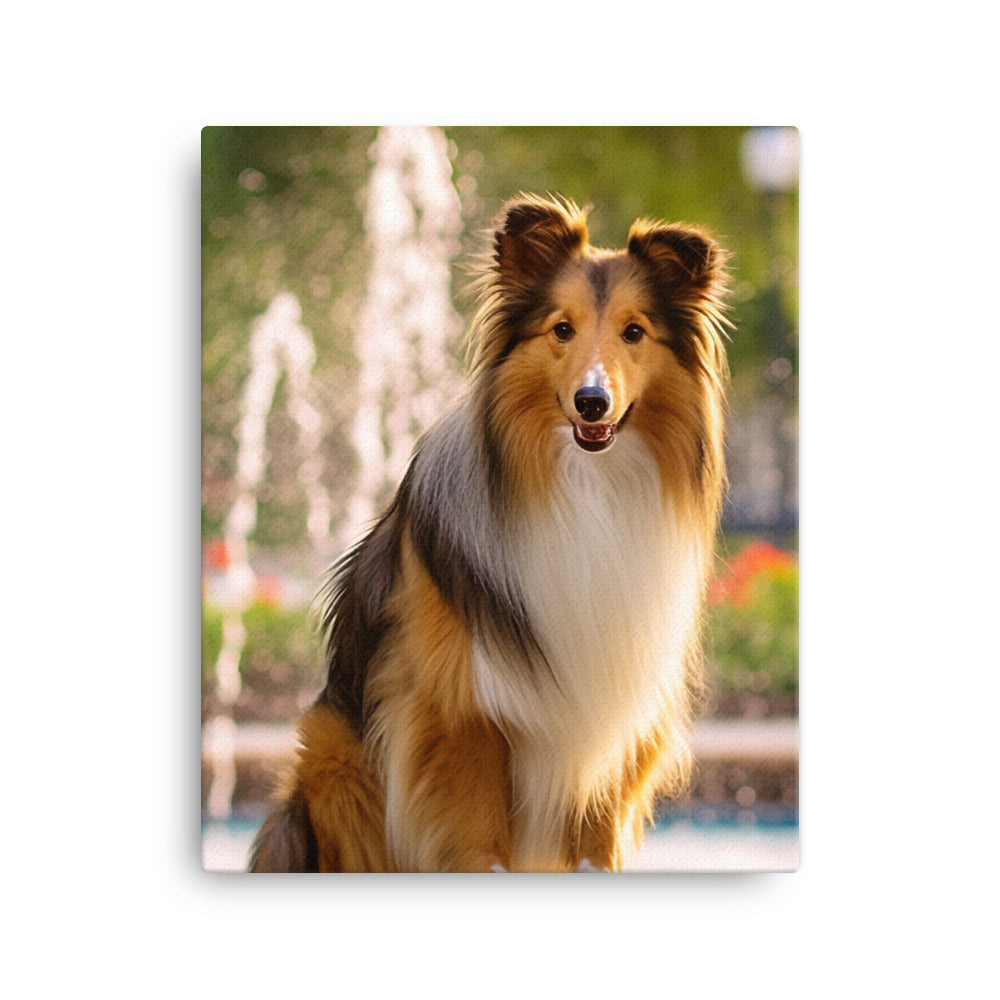 Shetland Sheepdog Posing in the Park Canvas - PosterfyAI.com