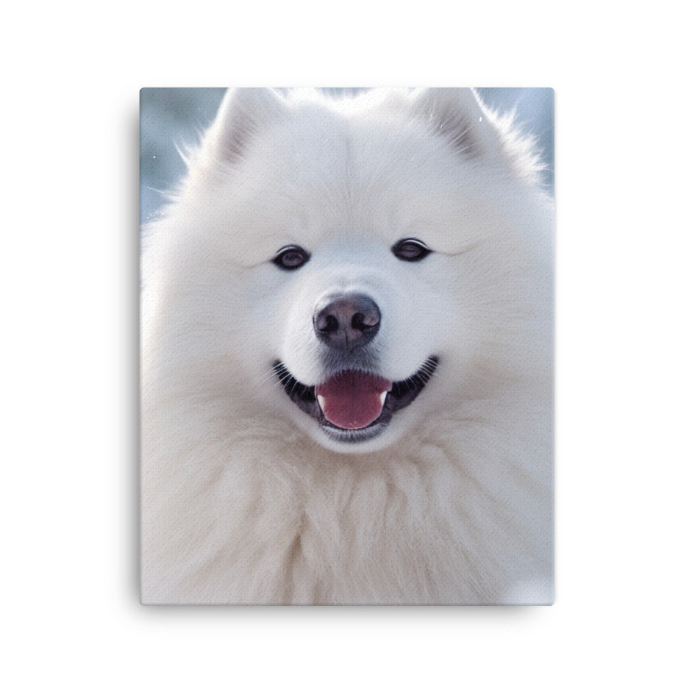 Samoyed Dog in Winter Canvas - PosterfyAI.com