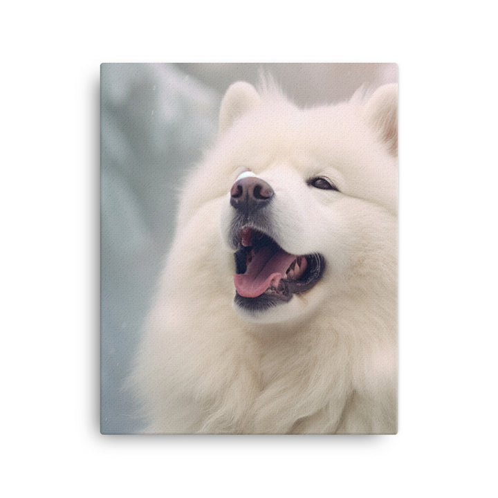 Samoyed Dog in Winter Canvas - PosterfyAI.com