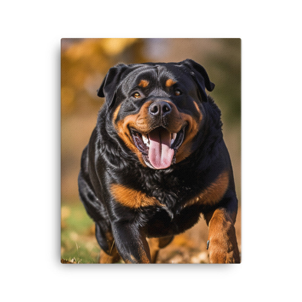 Rottweiler for a walk in the park Canvas - PosterfyAI.com