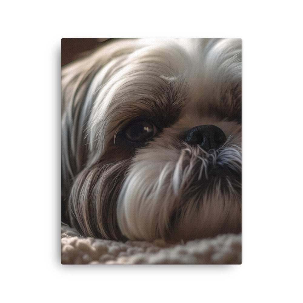 Relaxed Shih Tzu in a Cozy Home Canvas - PosterfyAI.com