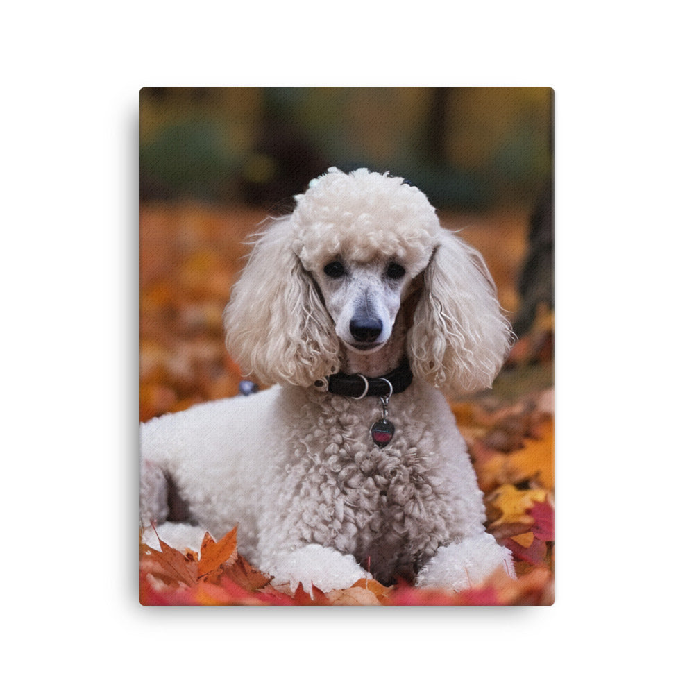 Poodle in Autumn Leaves Canvas - PosterfyAI.com