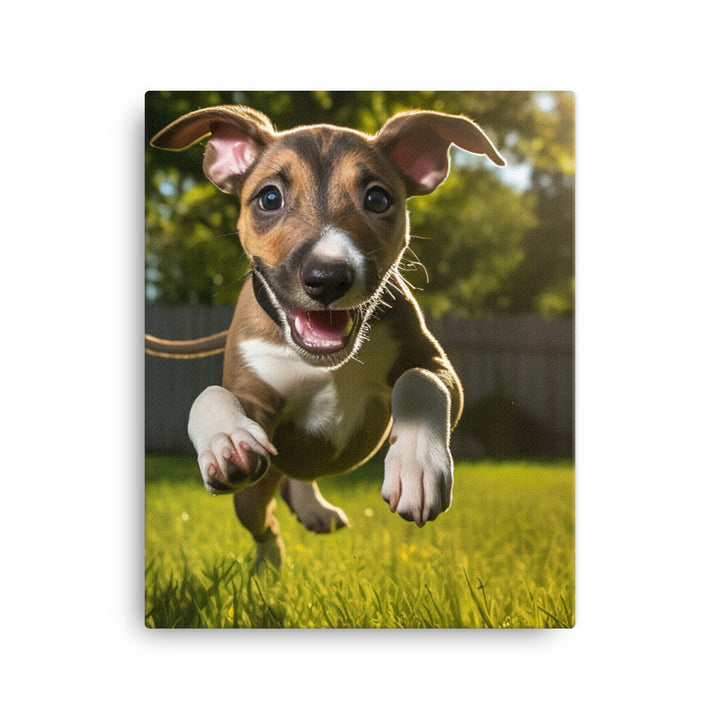 Playful Greyhound Pup Canvas - PosterfyAI.com