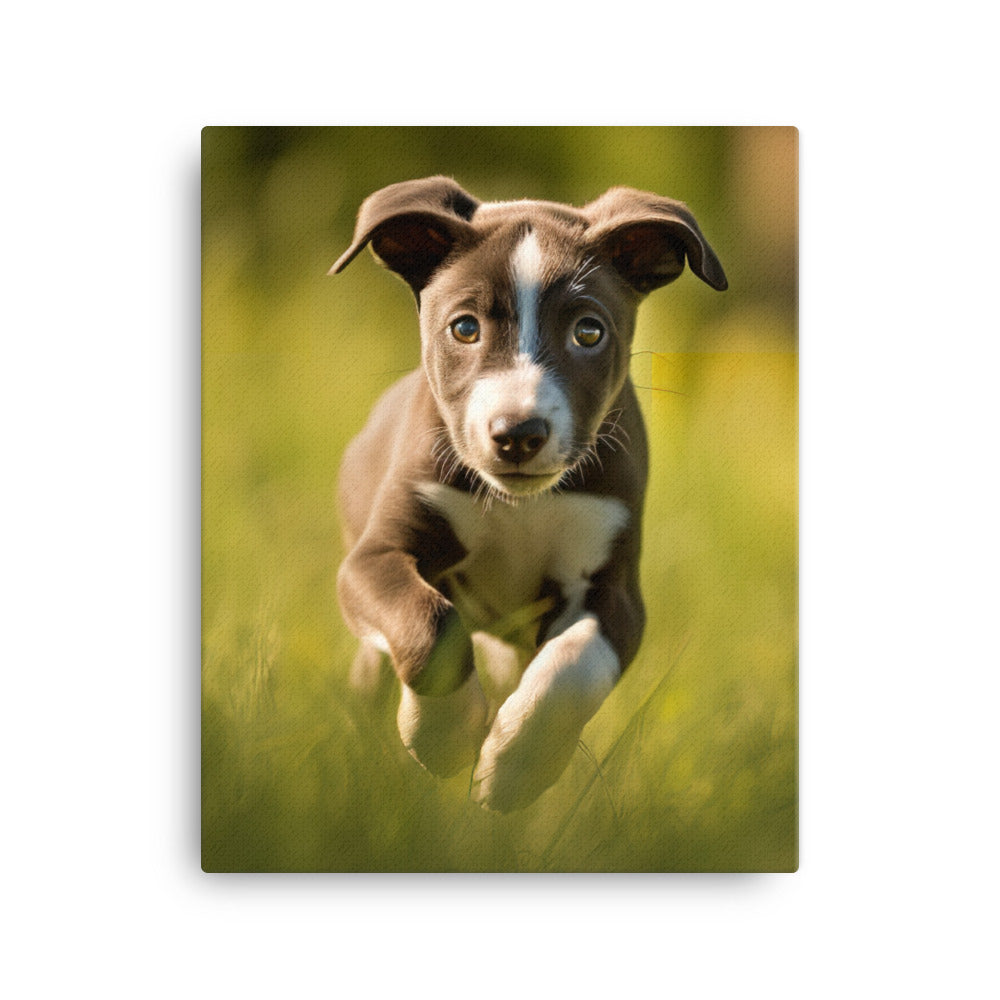 Playful Greyhound Pup Canvas - PosterfyAI.com