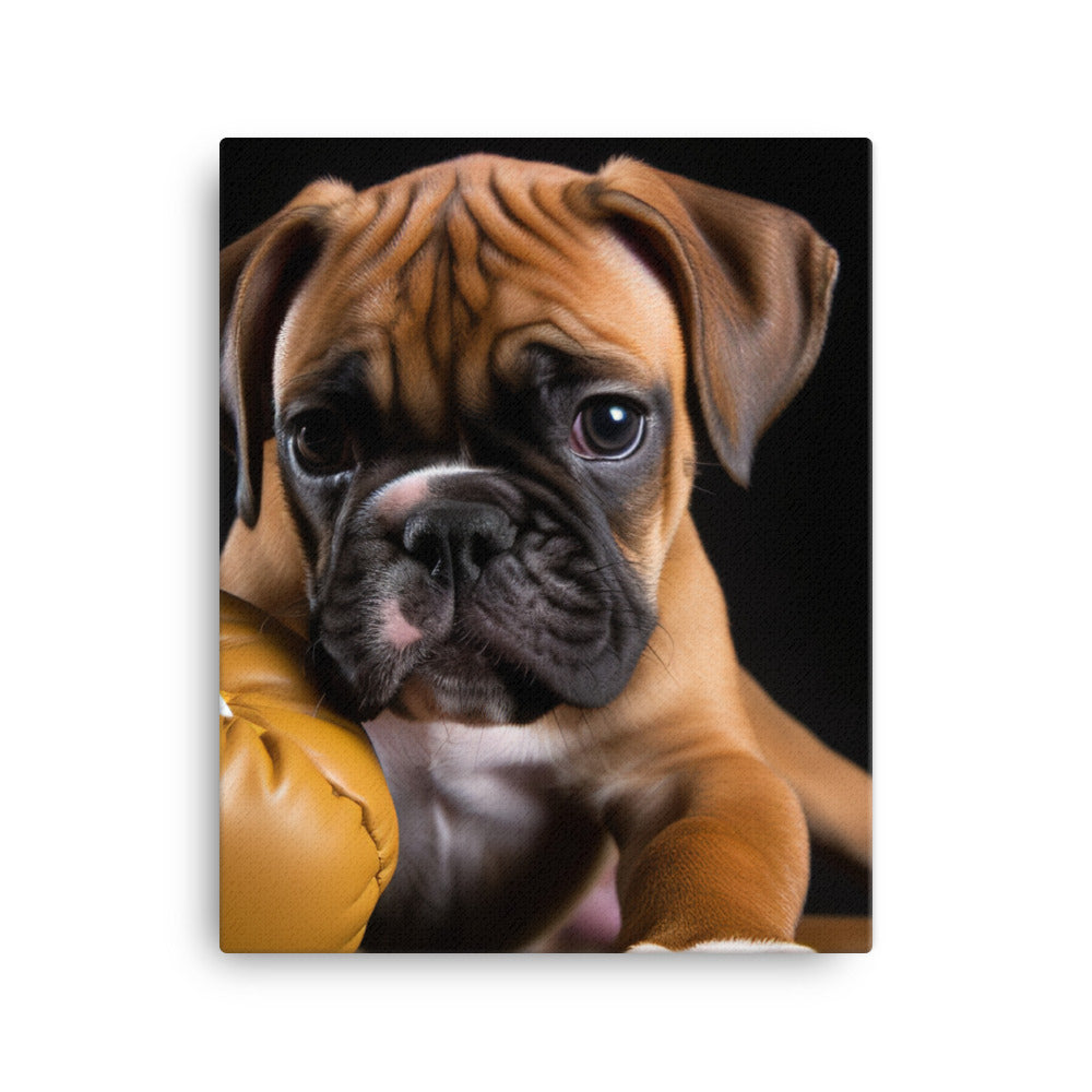 Playful Boxer Pup Canvas - PosterfyAI.com