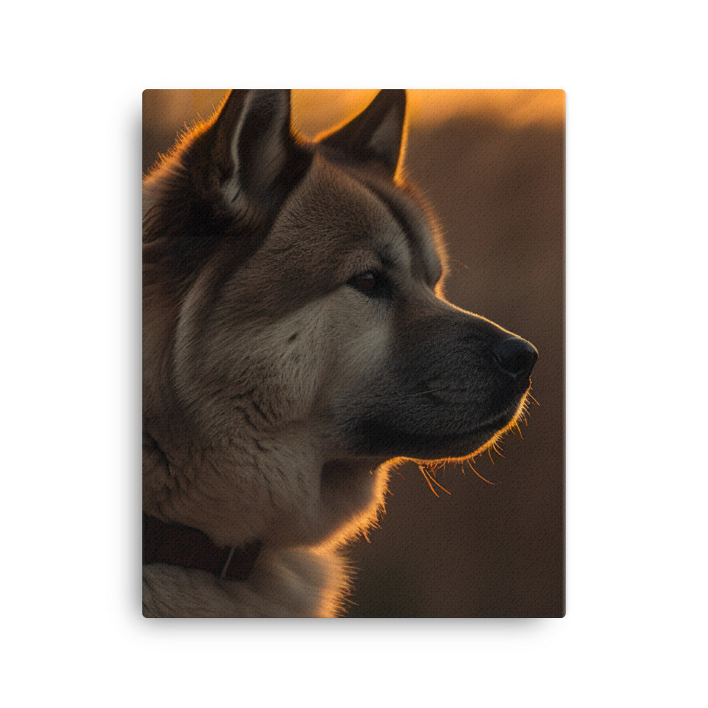 Noble Akita Gazing at the Sunset Canvas - PosterfyAI.com