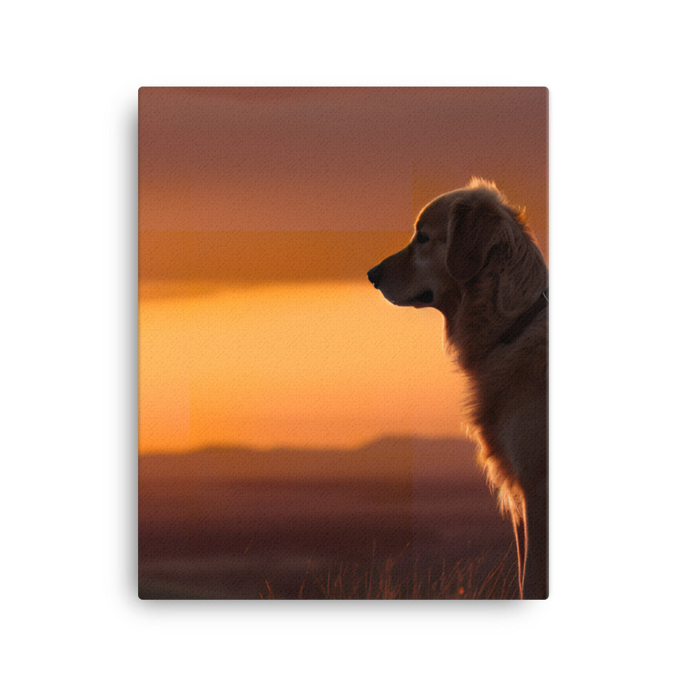 Majestic Golden Retriever at Sunset Canvas - PosterfyAI.com