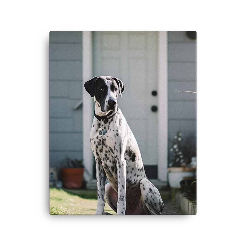 Loyal Great Dane Protecting His Home Canvas - PosterfyAI.com